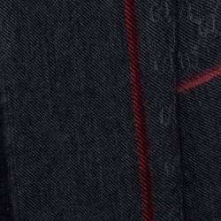 Pre Owned وشاح غوتشي مربع حرير وصوف غوتشيسيما رمادي داكن