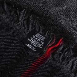 Pre Owned وشاح غوتشي مربع حرير وصوف غوتشيسيما رمادي داكن