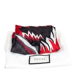 مملوكة مسبقًا Gucci Dark Grey Wolf Monogram Silk Square Scarf