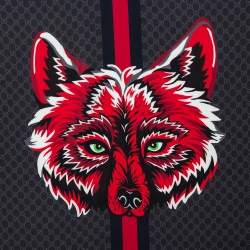 مملوكة مسبقًا Gucci Dark Grey Wolf Monogram Silk Square Scarf