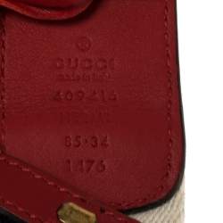 Pre Owned Gucci Red Canvas and Leather Web GG Buckle Belt 85CM