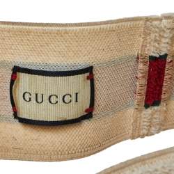 Gucci Cream Striped Logo Terry Elastic Head Band