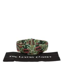 Pre Owned Gucci Green Logo Print Wrap Silk Headband