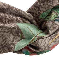 Pre Owned Gucci Beige Tian Print Silk Headband