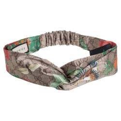 Pre Owned Gucci Beige Tian Print Silk Headband