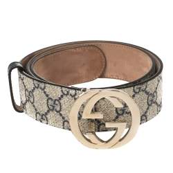 Gucci Belt Supreme G Buckle Brown in Canvas with Gold-tone - US