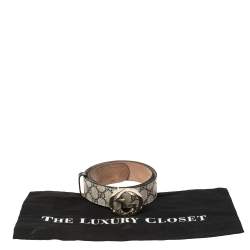 Pre Owned Gucci Beige GG Supreme Canvas Interlocking G Buckle Belt 80CM