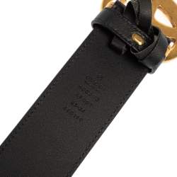 Pre Owned Gucci Black Leather GG Marmont Buckle Belt 85CM