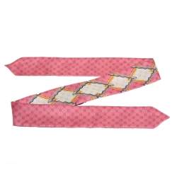 Gucci Pink Snake Rhombus Print Silk Neck Bow