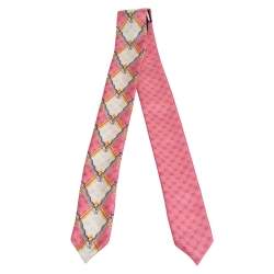 Gucci Pink Snake Rhombus Print Silk Neck Bow