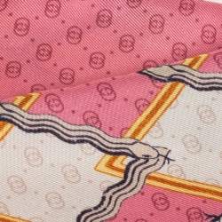Gucci Pink Snake Rhombus Print Silk Neck Bow