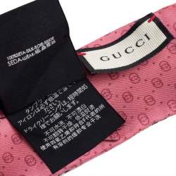 Gucci Pink Snake Rhombus Print Silk Neck Bow