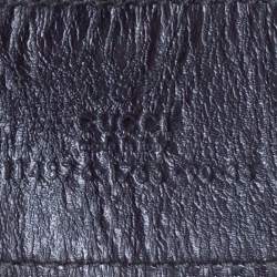 Pre Owned حزام غوتشي جلد و كانفاس أسود / بيج حرفي جي جي متشابكين بإبزيم 90 سم