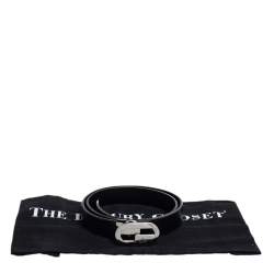 Pre Owned Gucci Black Leather G Buckle Belt 75CM