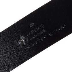 Pre Owned Gucci Black Leather G Buckle Belt 75CM