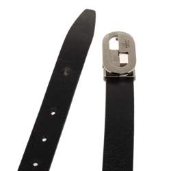 Pre Owned Gucci Black Leather G Buckle Belt 75CM
