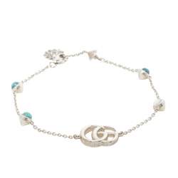 Pre Owned سوار غوتشي ستاشون فضة إسترلينية حرف جي مزدوج