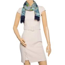 Pre Owned وشاح غوتشي مربع حرير و مودال مطبوع مورد و شعار الماركة مونوغرامي أزرق كحلي