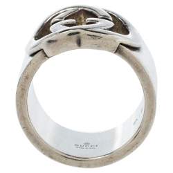 مملوكة مسبقًا Gucci Sterling Silver Interlocking GG Band Ring Size EU 57