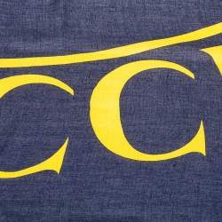 Pre Owned Gucci Navy Blue Logo Printed Modal & Silk Square Scarf