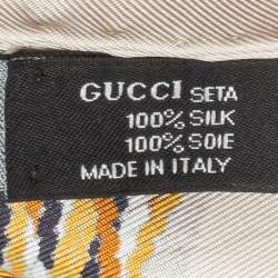 Gucci Off-White Equestrian Horse Print Silk Scarf