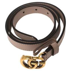 Pre Owned حزام غوتشي دوبل جي جلد وردي رفيع 70 سم