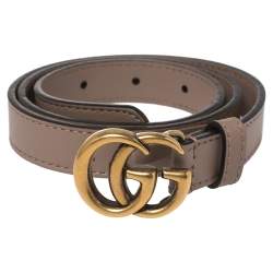 Pre Owned حزام غوتشي دوبل جي جلد وردي رفيع 70 سم