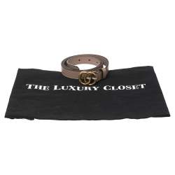 Pre Owned حزام غوتشي دوبل جي جلد وردي رفيع 70 سم