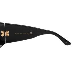 Pre Owned نظارة شمسية غوتشي كبيرة جي جي 0779أس أسيتات أسود