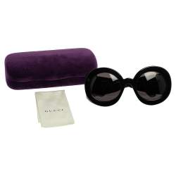 Pre Owned نظارة شمسية غوتشي كبيرة جي جي 0779أ س أسيتات أسود