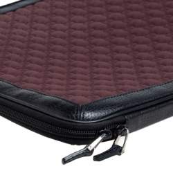 Pre Owned Gucci Burgundy/Black GG Neoprene and Leather Laptop Case