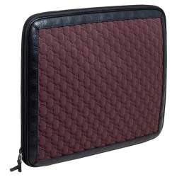 Pre Owned Gucci Burgundy/Black GG Neoprene and Leather Laptop Case