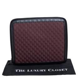 Pre Owned Gucci Burgundy/Black GG Neoprene and Leather Laptop Case