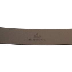 مملوكة مسبقًا Gucci Grey Leather Studded Interlocking G Buckle Belt 85 CM