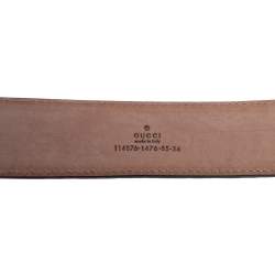 مملوكة مسبقًا حزام غوتشي بإبزيم G متداخل جلد غوتشيسيما بنفسجي 85 سم