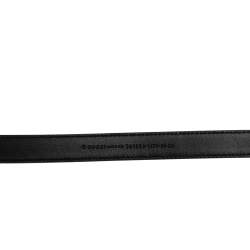 Pre Owned حزام غوتشي رفيع جلد أسود لامع بدلاية G متداخلة 85 سم 