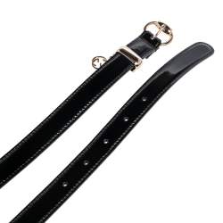 Pre Owned حزام غوتشي رفيع جلد أسود لامع بدلاية G متداخلة 85 سم 