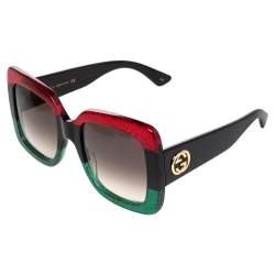 Gucci Red/Green Glitter GG0083S Oversized Square Sunglasses