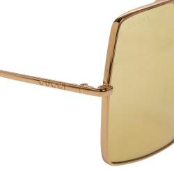 مملوكة مسبقًا Gucci Gold Tone/Yellow GG0536S Oversized Sunglasses