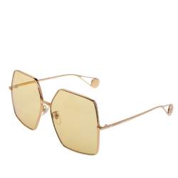 مملوكة مسبقًا Gucci Gold Tone/Yellow GG0536S Oversized Sunglasses