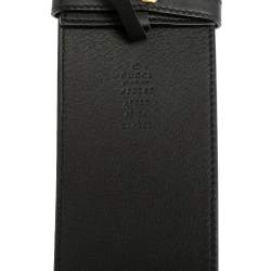 مملوكة مسبقًا Gucci Black Leather GG Marmont Buckle Waist Belt 85 CM