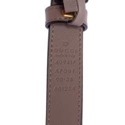 مملوكة مسبقًا Gucci Dusty Pink Leather Double G Buckle Slim Belt 90 CM