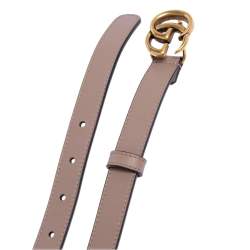 مملوكة مسبقًا Gucci Dusty Pink Leather Double G Buckle Slim Belt 90 CM