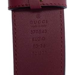 Pre Owned Gucci Beige/Pink GG Supreme Blooms Print Canvas Interlocking G Buckle Belt 90 CM