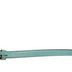 مملوكة مسبقًا Gucci Turquoise Patent Leather Horsebit Slim Belt 85CM