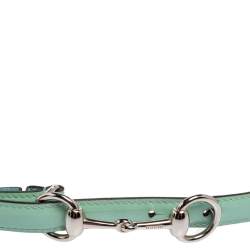 مملوكة مسبقًا Gucci Turquoise Patent Leather Horsebit Slim Belt 85CM
