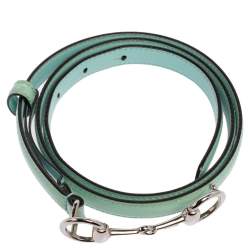 مملوكة مسبقًا Gucci Turquoise Patent Leather Horsebit Slim Belt 85CM