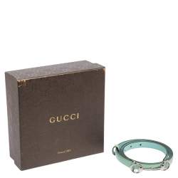 مملوكة مسبقًا Gucci Turquoise Patent Leather Horsebit Slim Belt 85CM