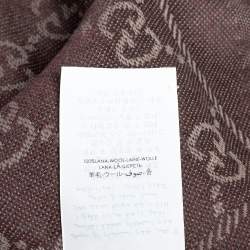 Pre Owned Gucci Brown & Beige Logo Monogram Reversible Wool Stole