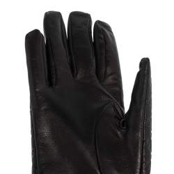 Pre Owned Gucci Black Microguccissima Lambskin Leather Gloves